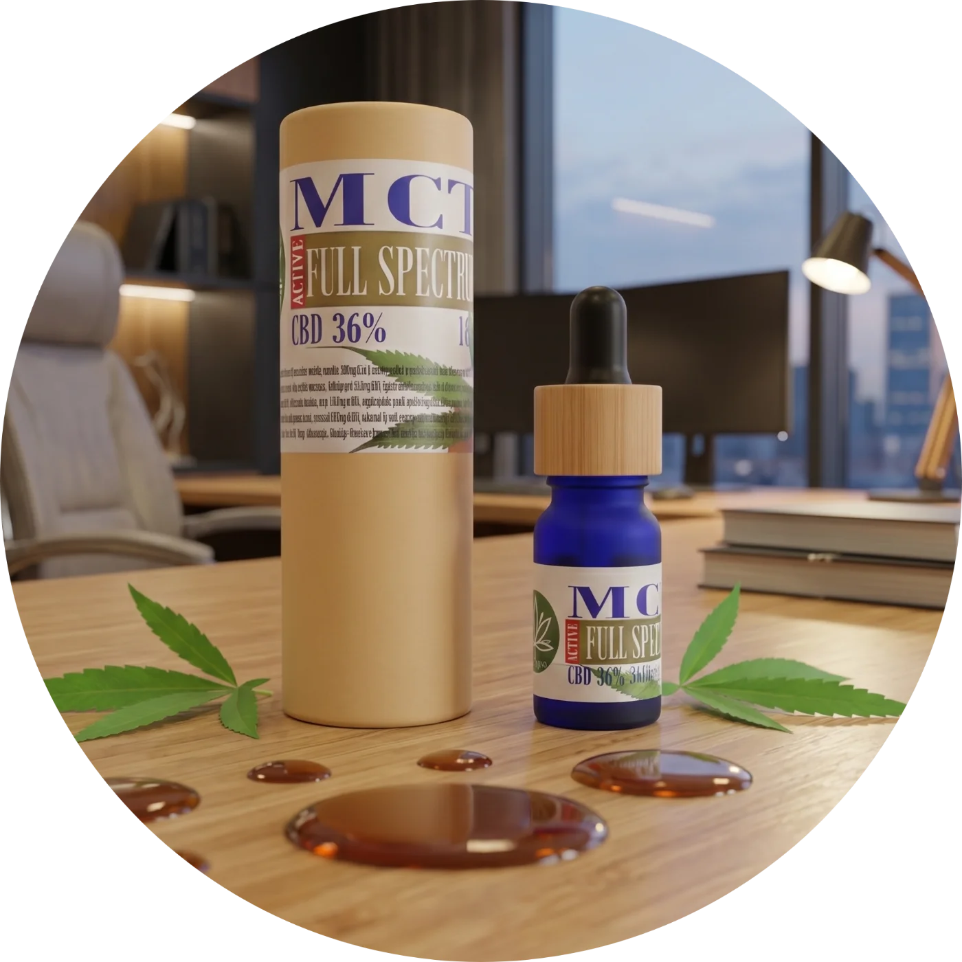CBDITALY CBD Cannabis õli 36% ACTIVE FULL SPECTRUM pudeli detailvaade kanepilisandist